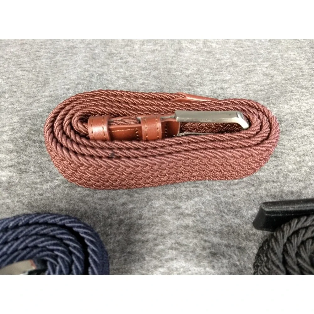 Woven Elastic Braided Belts Set/3  Black Rust Navy Men 44